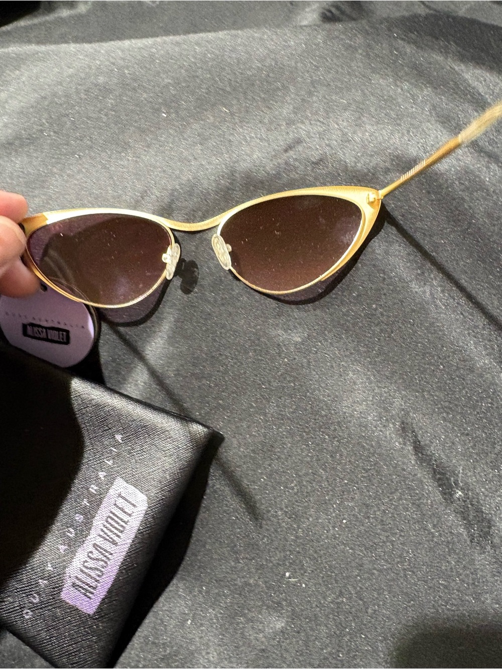 Quay Australia Cat-Eye Sunglasses - Gold Frame, Violet Lenses - Picture 5 of 7
